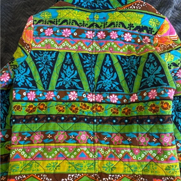 Allihop Quilted Hooded Cotton Jacket Boho Patchwork Colorful Coat - Picture 11 of 12